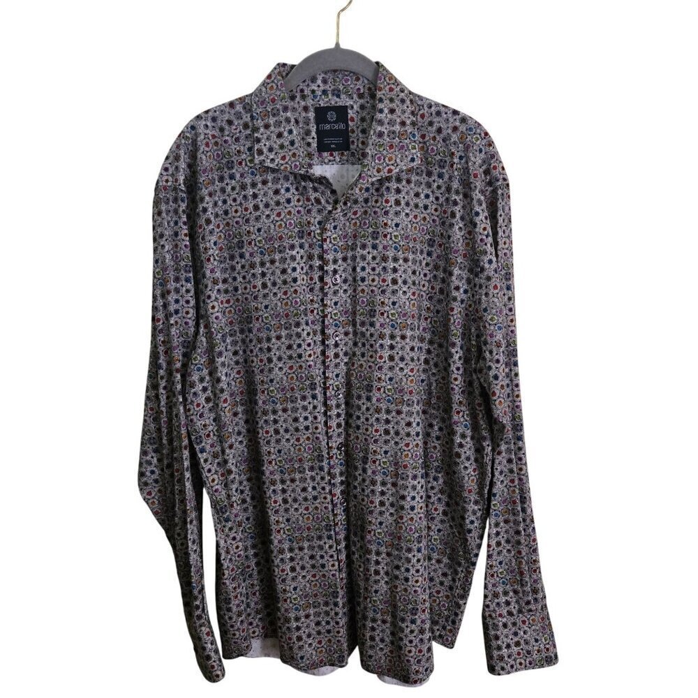 Marcello Luxurious Cotton Unique Pattern Gray Jewel Tones Short Size XXL